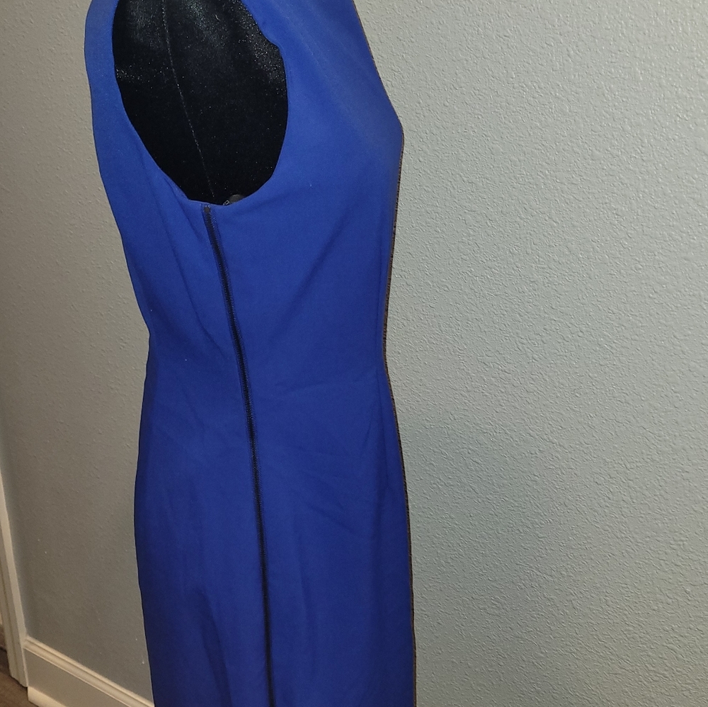Calvin Klein Royal Blue Side Exposed Zipper Sheath Dress
